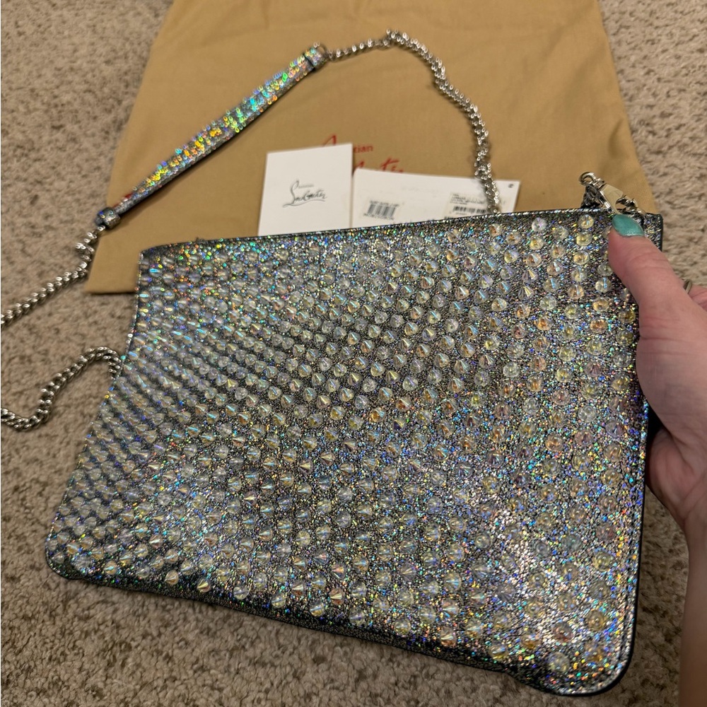 Christian Louboutin Iridescent Silver Clutch